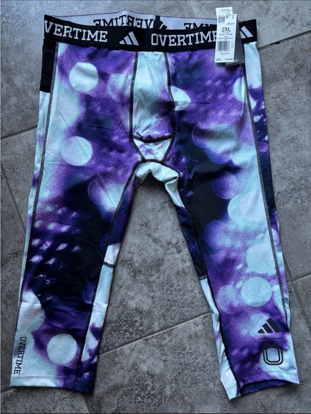 Adidas Overtime Into The Spotlight 3/4 Compression Cycling Tights Purple MEN XXL